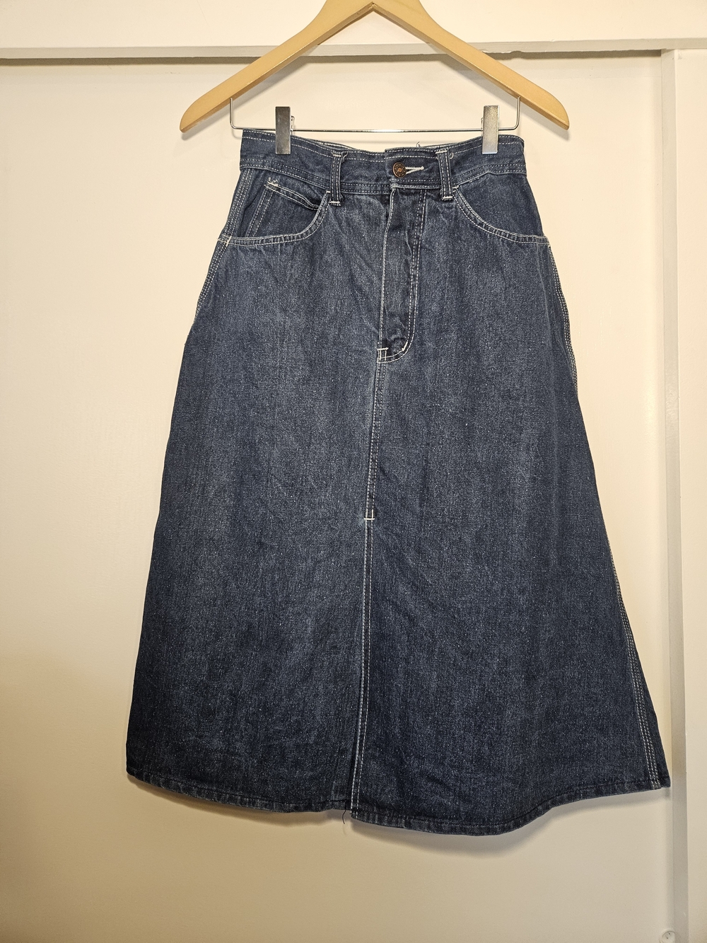Classic Dark Blue Denim A-Line Skirt